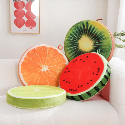 coussin rond fruits pasteque orange kiwi citron