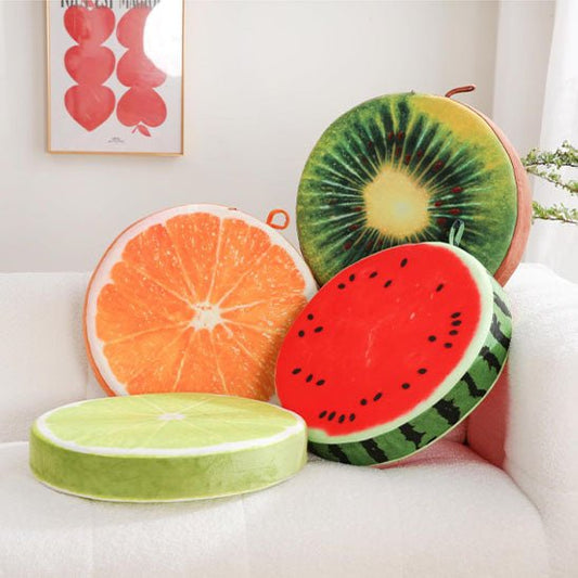 coussin rond fruits pasteque orange kiwi citron