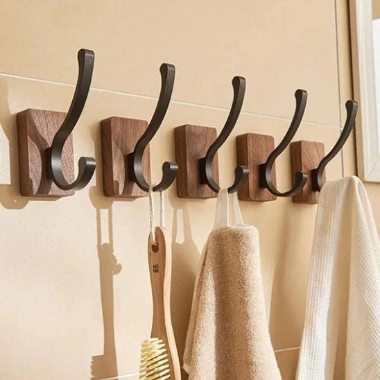 crochet mural bois double salle de bain