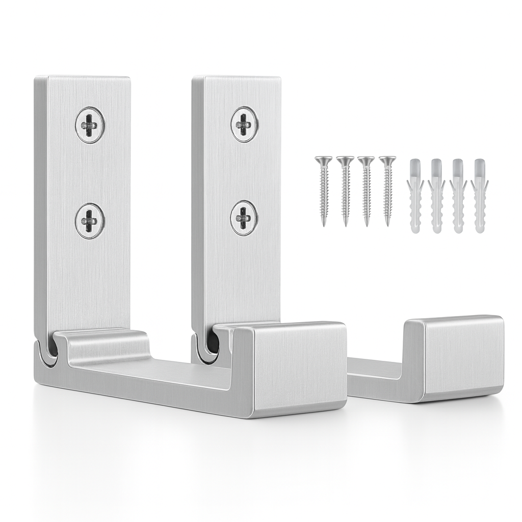 crochet mural metal argent deux crochets