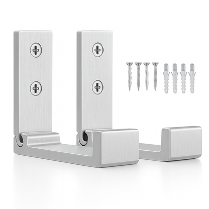 crochet mural metal argent deux crochets