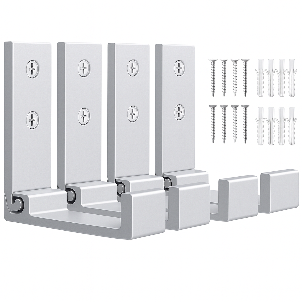 crochet mural metal argent quatre crochets