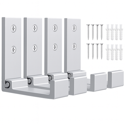 crochet mural metal argent quatre crochets