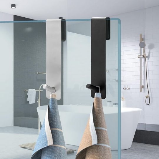 crochets noir et argent porte douche avec serviettes porte serviette salle de bain
