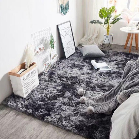 descente de lit douce effet marbre noir gris salon