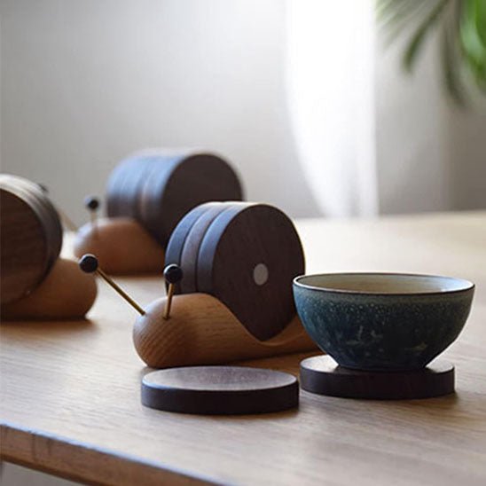 dessous de verre bois design escargot