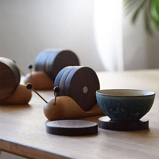 dessous de verre bois design escargot