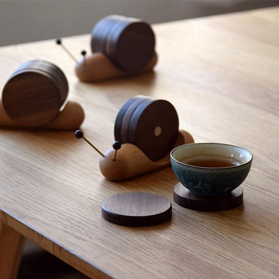 dessous de verre escargot bois tasse the