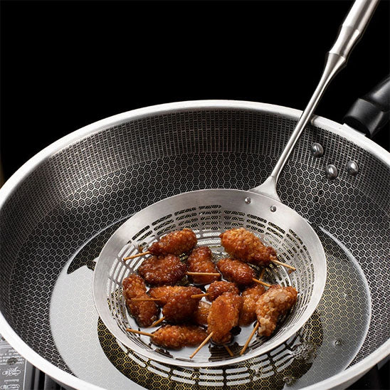 ecumoire inox friteuse poignee longue