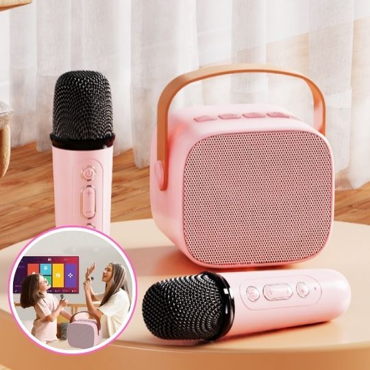 enceinte rose avec micro karaoke enfant