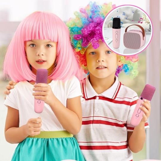 enfants perruques colorees micro karaoke enfant rose