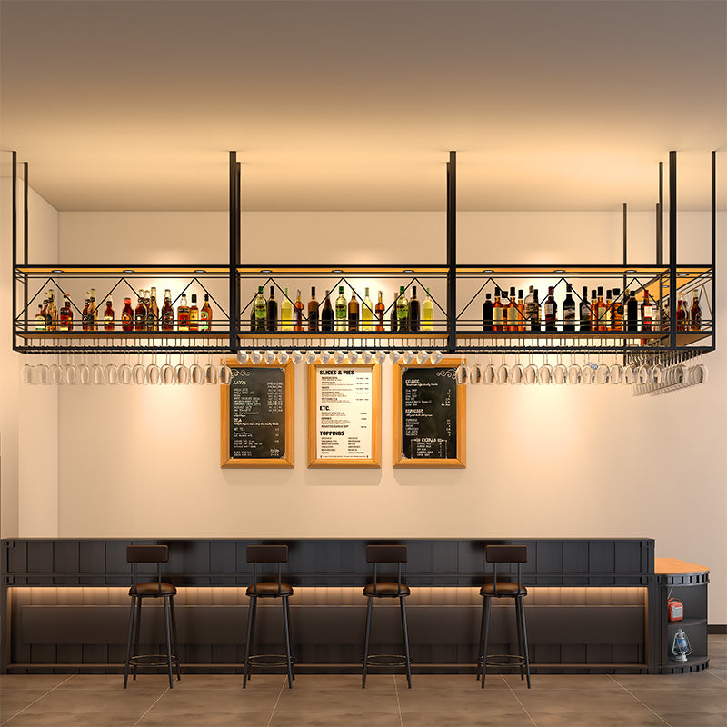 etagere de bar suspendue double niveau bouteilles 
