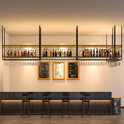 etagere de bar suspendue double niveau bouteilles 