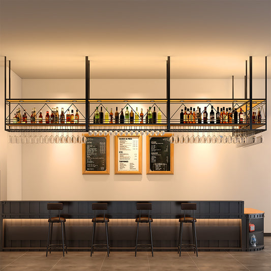 etagere de bar suspendue double niveau bouteilles 