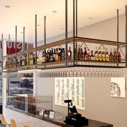 etagere de bar suspendue industrielle deux niveaux bouteilles 