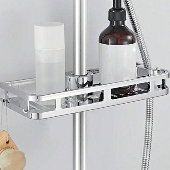 etagere douche chrome avec bouteilles