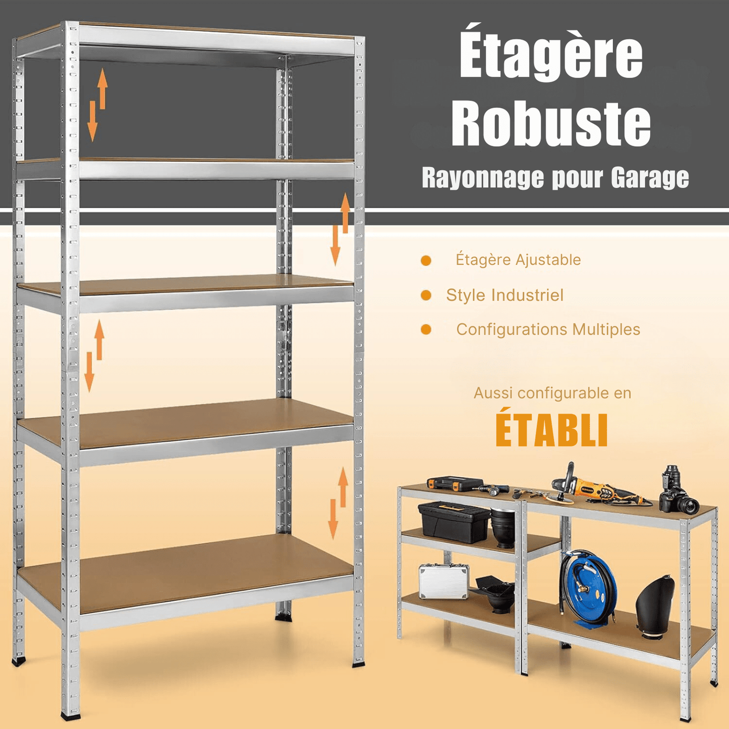Étagère Métallique - MegaRack™ - Argent - TIDOMY