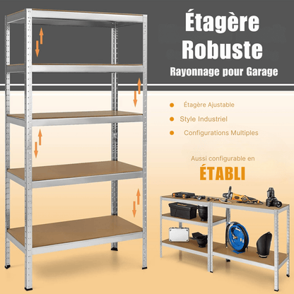 Étagère Métallique - MegaRack™ - Argent - TIDOMY