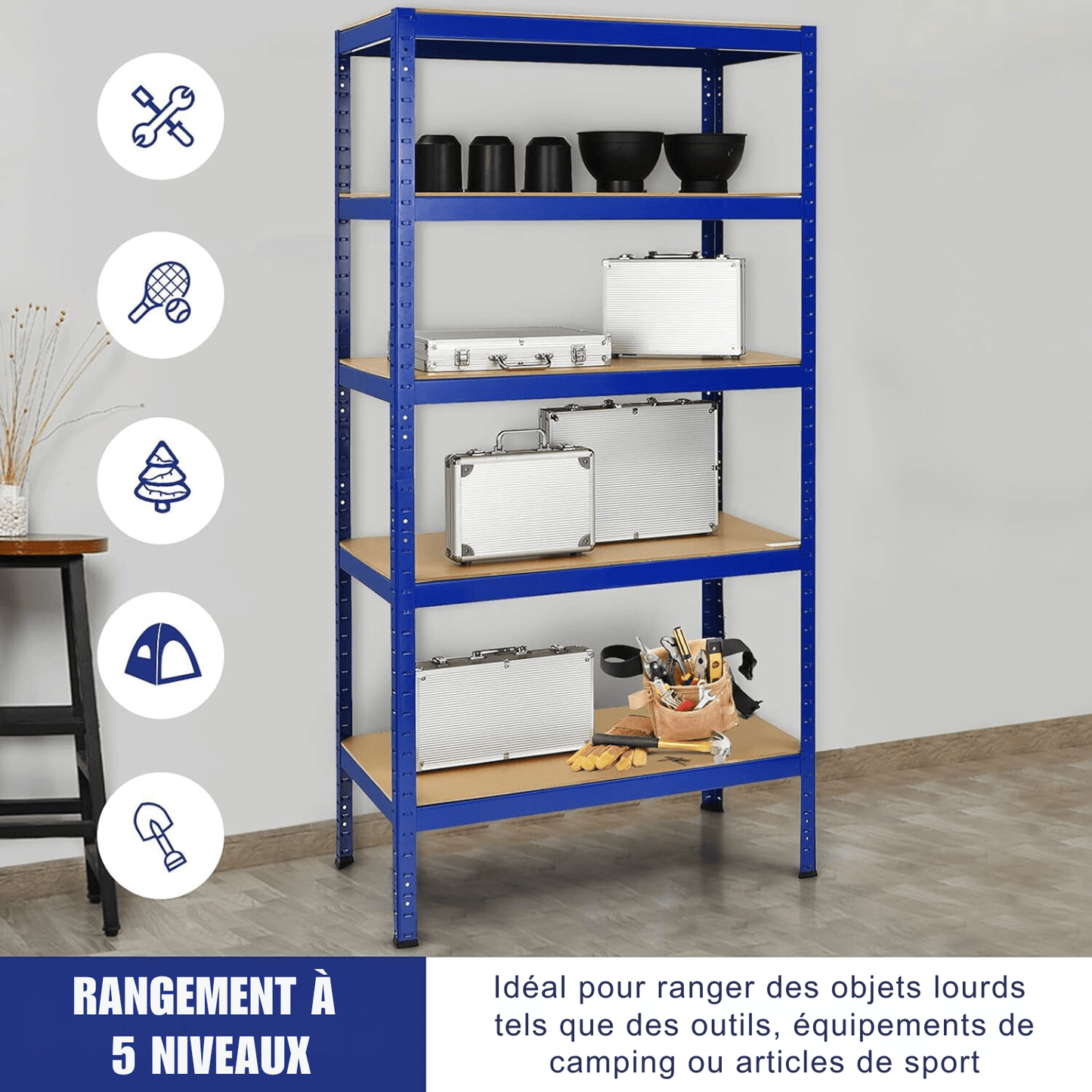 Étagère Métallique - MegaRack™ - Bleu - TIDOMY