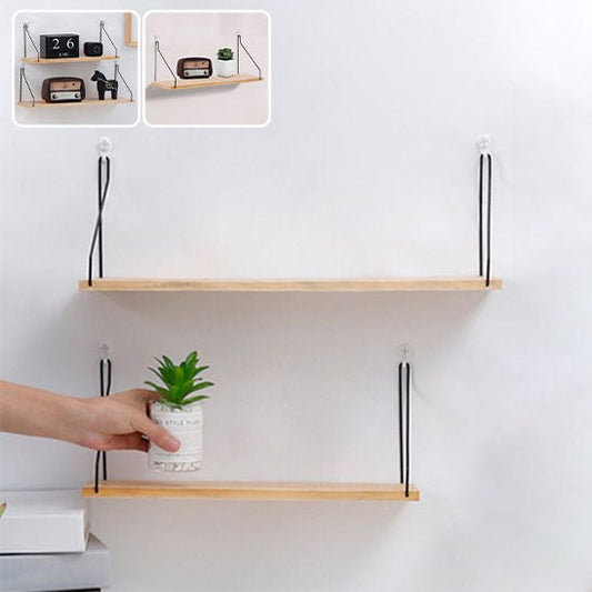 étagère murale bois corde deco plante