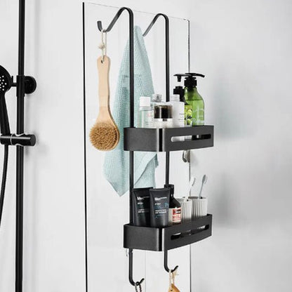 etagere suspendue douche noire avec accessoires