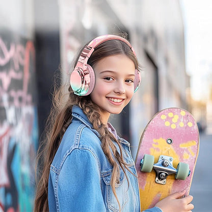 fille skateboard casque audio enfant rose 