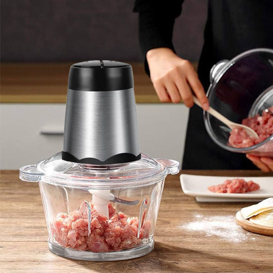 hachoir electrique inox bol verre viande hachee preparation cuisine