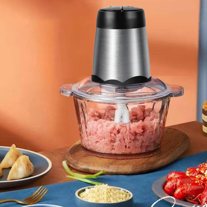 hachoir electrique inox bol verre viande table cuisine