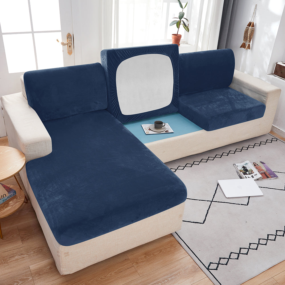 housse canape velours bleu marine protection