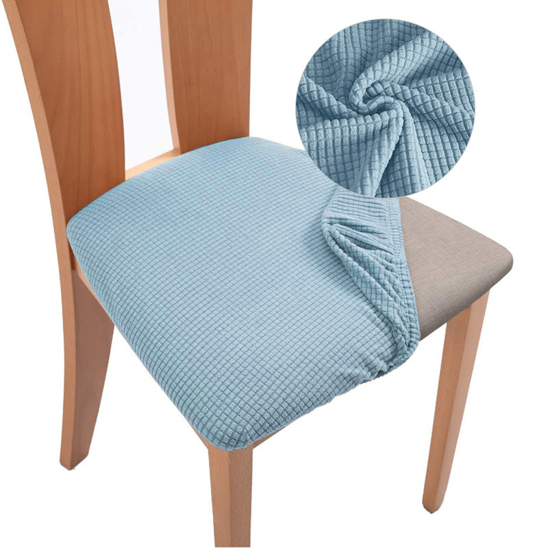 housse  chaise bois assise tissu bleu