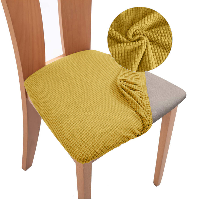 housse  chaise bois assise tissu jaune