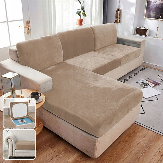 housse de canapé angle velours beige protection
