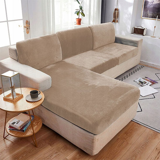 housse de canape angle velours beige