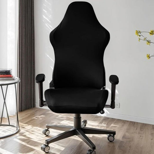 housse de chaise fauteuil bureau noir ergonomique avec roulettes