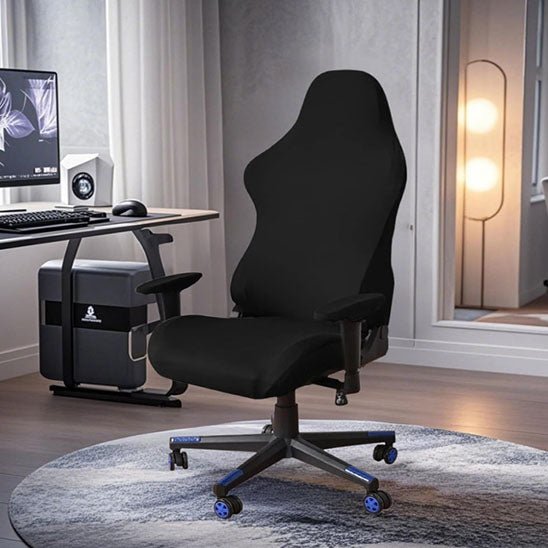 housse de chaise fauteuil bureau noir ergonomique gaming avec roulettes