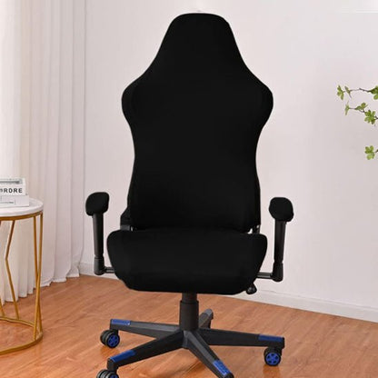 housse de chaise fauteuil bureau noir ergonomique vue avant avec roulettes