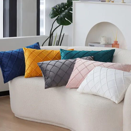 housse de coussin decoratif assortis motif losange