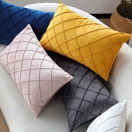 housse de coussin decoratif multicolores motif losange
