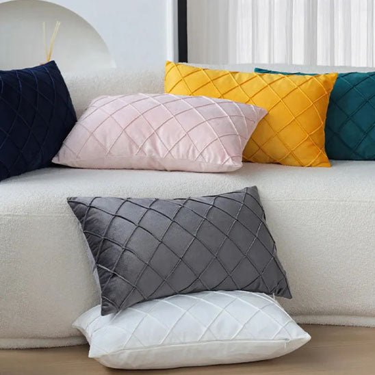 housse de coussin rectangles motif losange multicolores