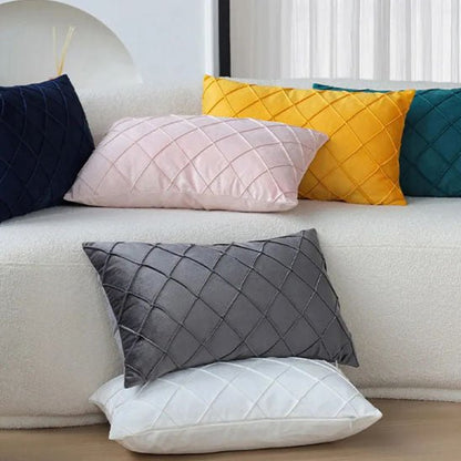 housse de coussin rectangles motif losange multicolores