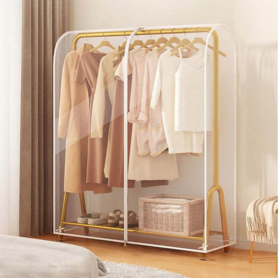 housse pour vetement armoire penderie transparente cadre dore