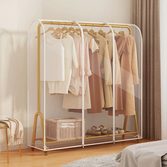 housse pour vetement penderie transparente cadre dore