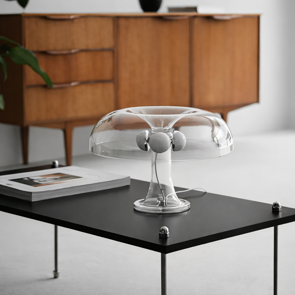 lampe champignon de chevet design moderne transparente