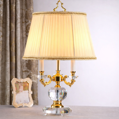 lampe de bureau avec bulle cristal or