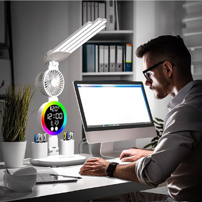 lampe de bureau avec horloge ventilateur eclairage pour bureau