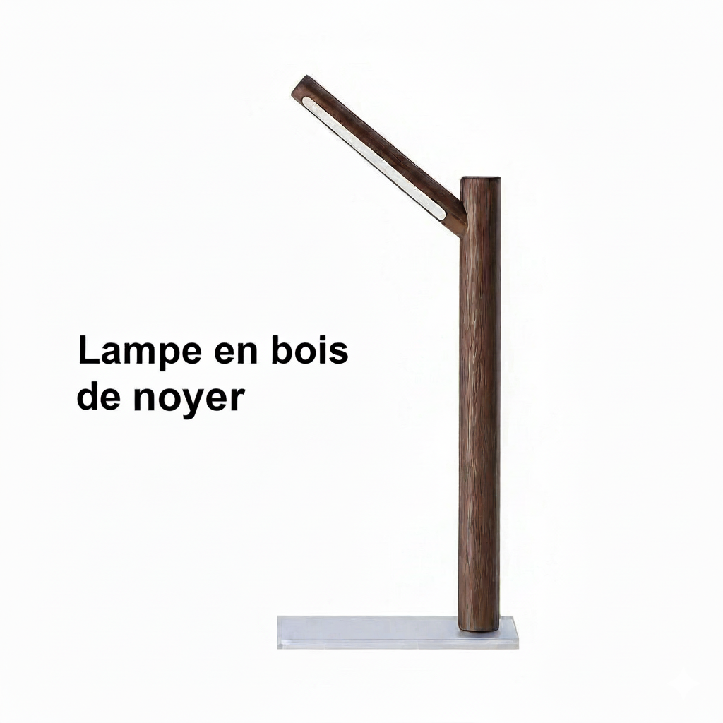 lampe de bureau noyer bras orientable 