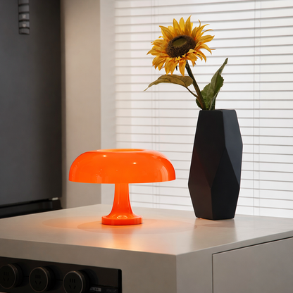 lampe de chevet champignon elegante couleur orange
