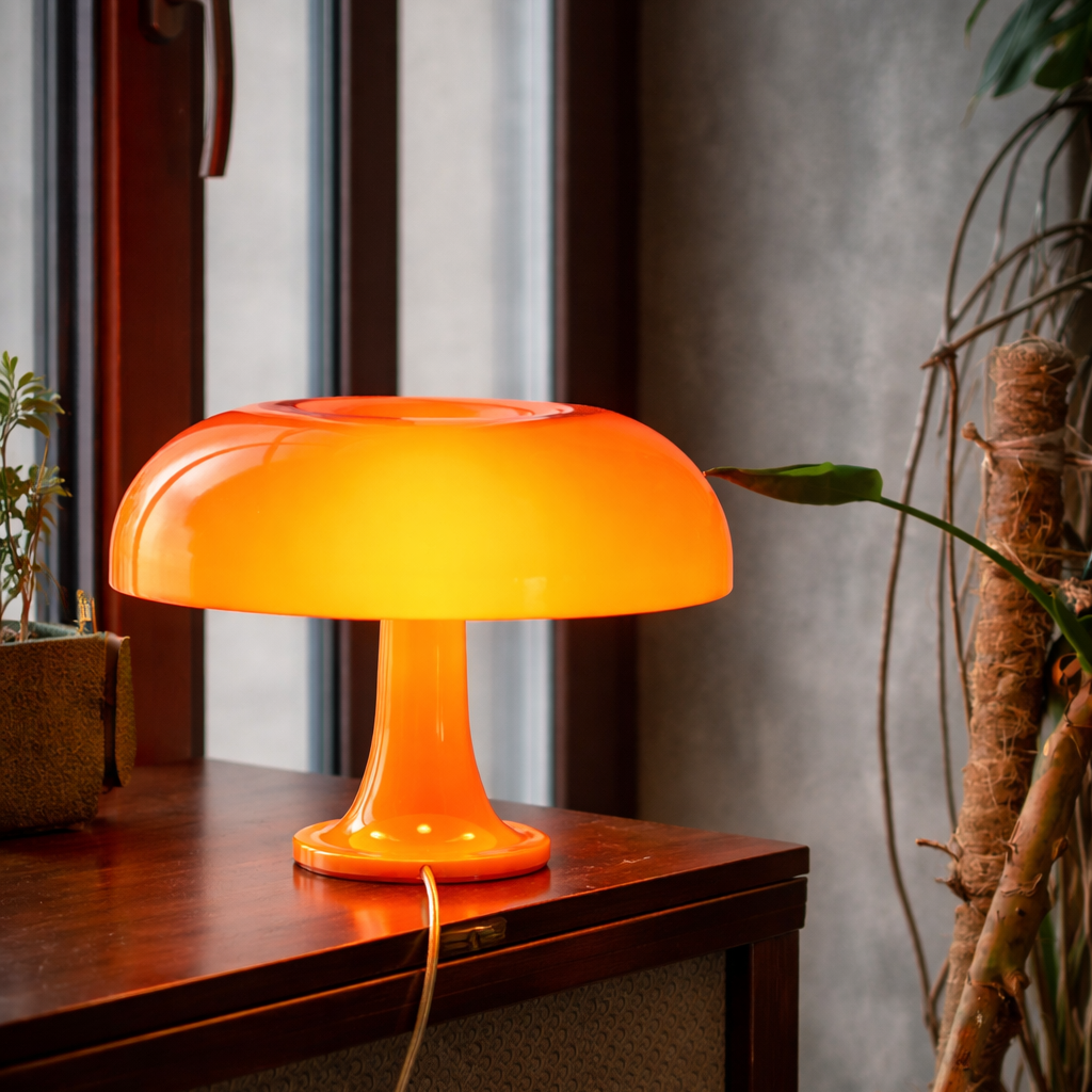 lampe de chevet champignon orange design moderne