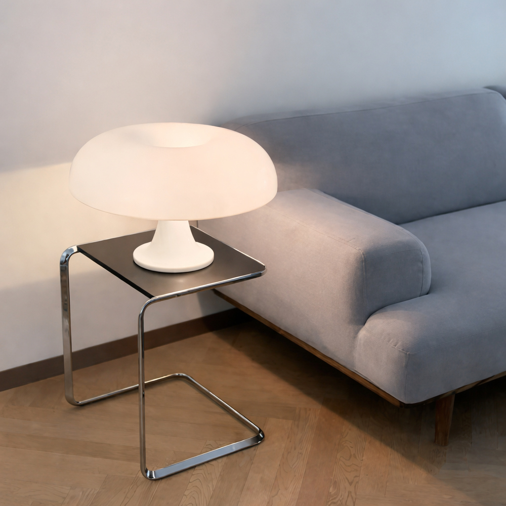 lampe de chevet champignon style vintage moderne blanche