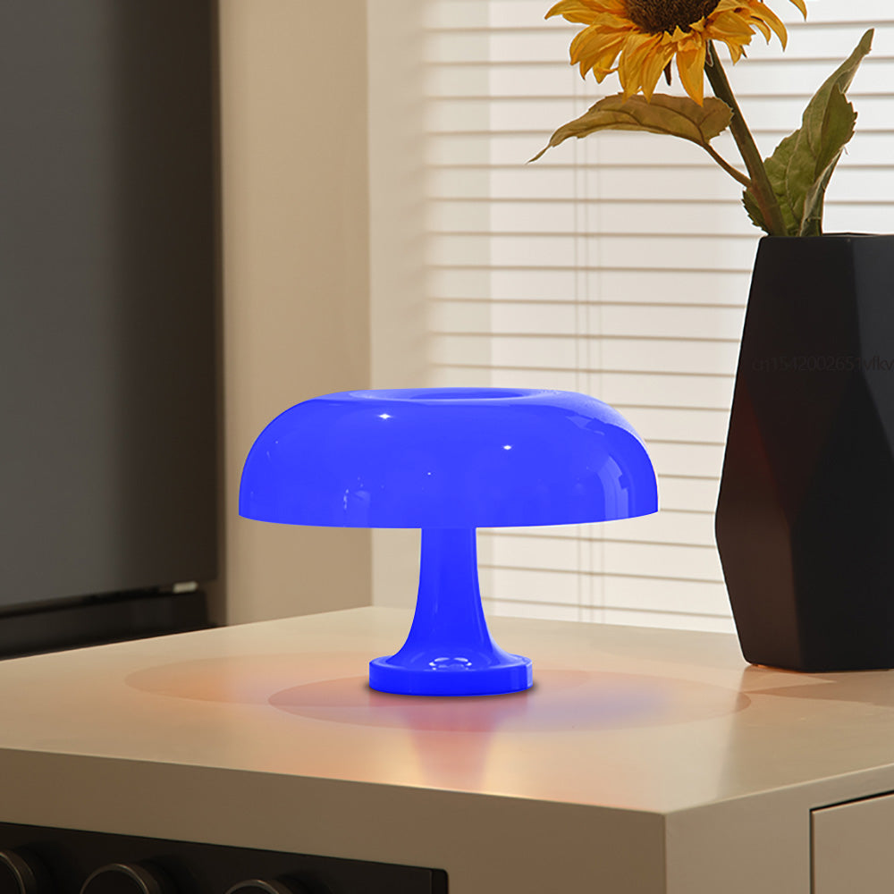lampe de chevet design champignon couleur bleue